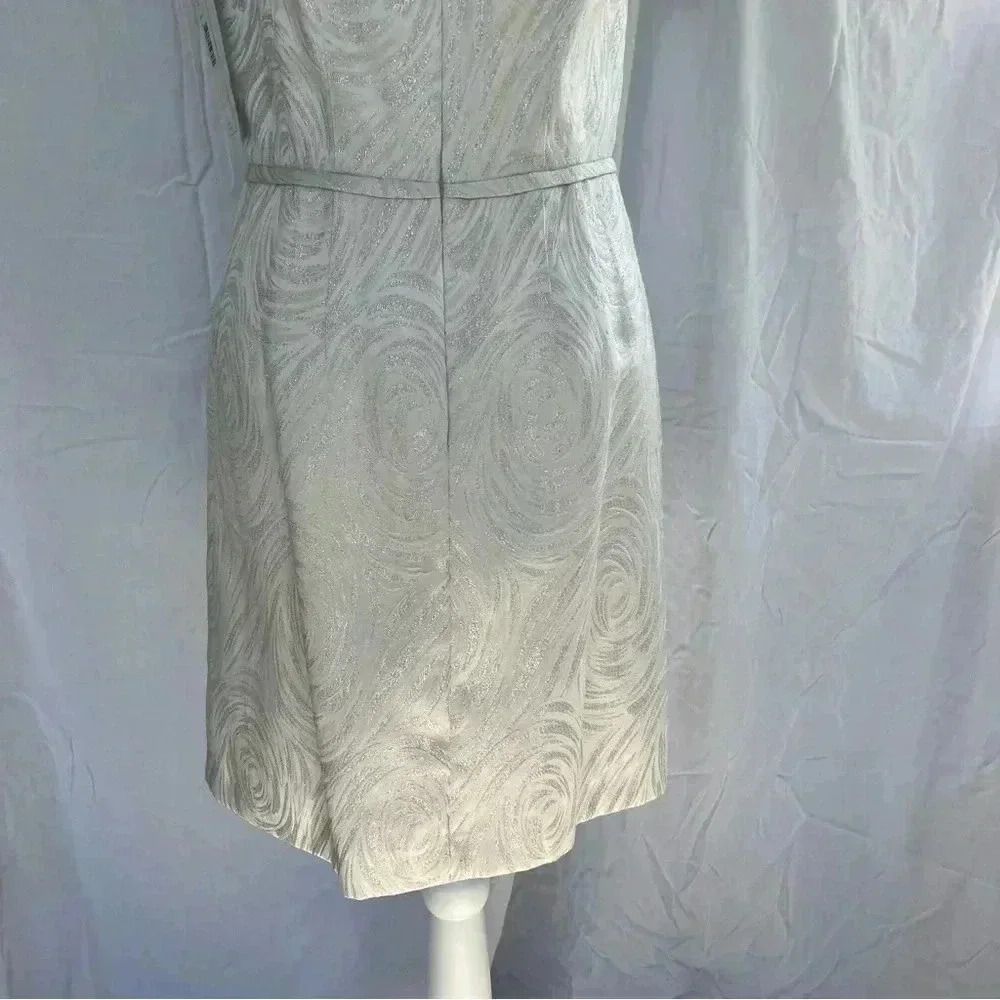 Gianni Bini sleeveless scoop neck cream and silver patterned dress. - Picture 6 of 11